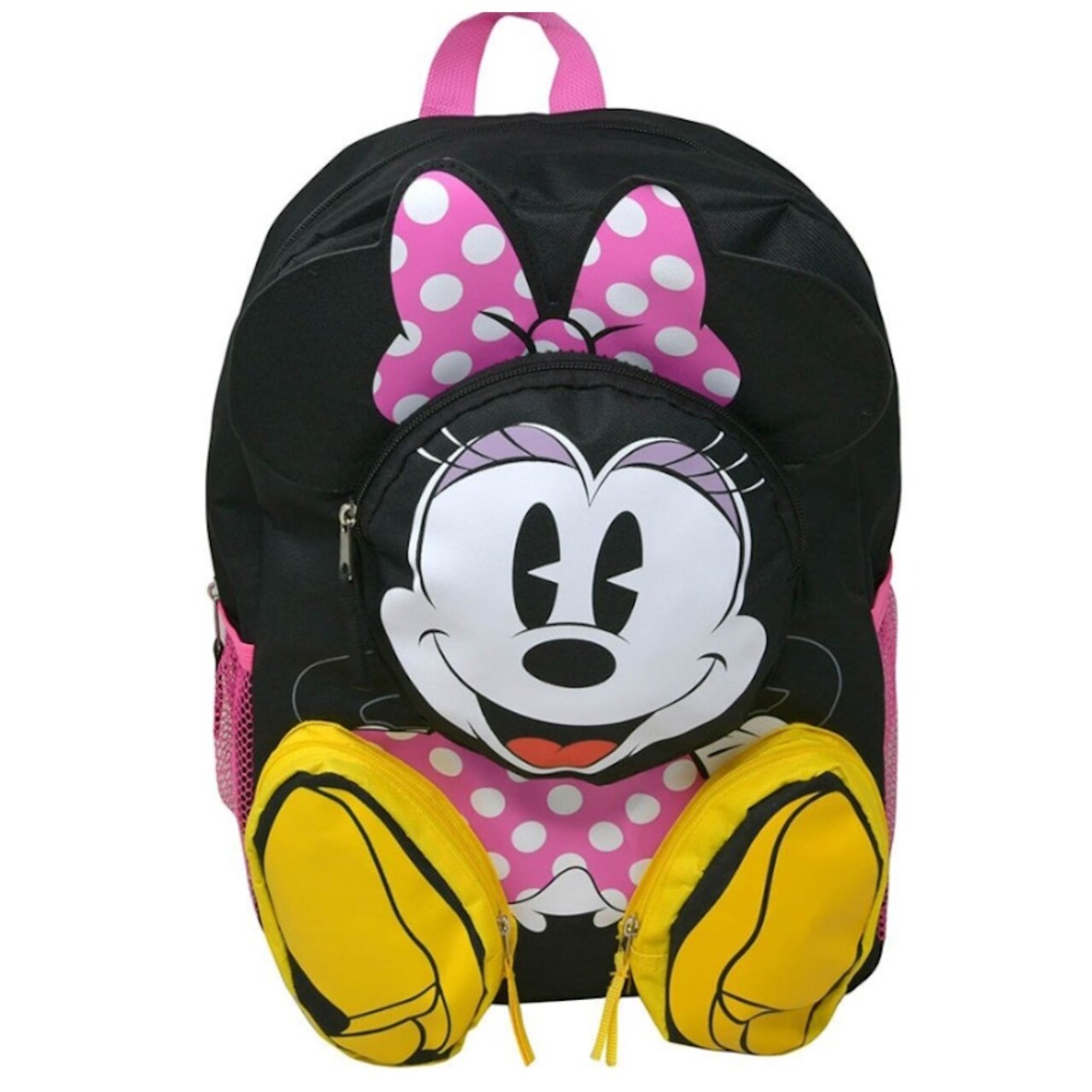 Disney Minnie Mouse Front Body 16" Backpack with 3D 3 Zipper Pockets